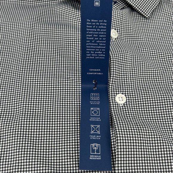 Mizzen+Main Spinnaker Shirt Men XL‎ Button Down White Black Helmets to Hard Hats - Picture 5 of 11